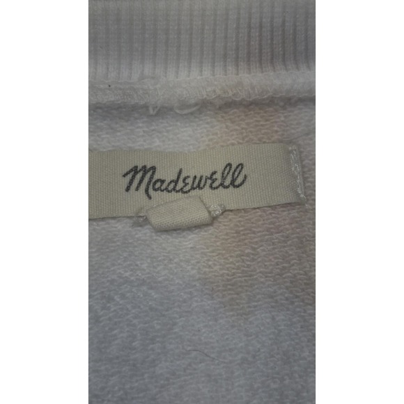 Madewell women's beige/white tie dye crewneck crop sweatshirt sz. L 100% cotton - Picture 2 of 12